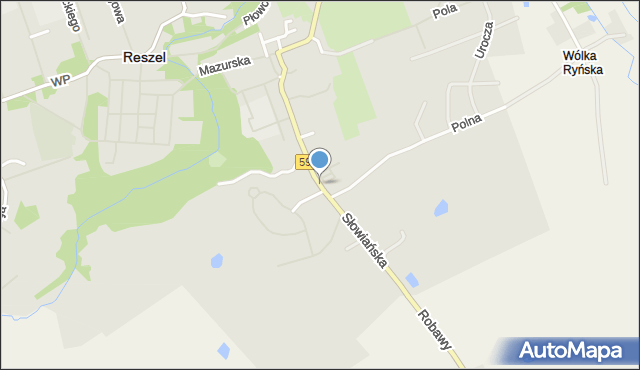Reszel, Słowiańska, mapa Reszel