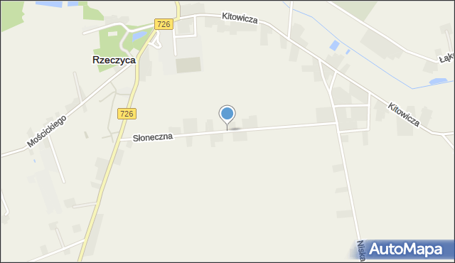 Rzeczyca powiat tomaszowski, Słoneczna, mapa Rzeczyca powiat tomaszowski