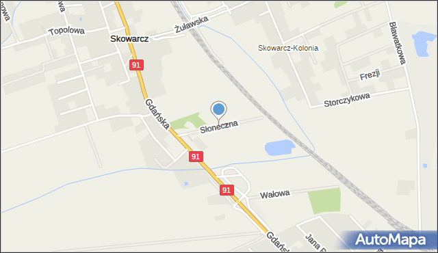 Skowarcz, Słoneczna, mapa Skowarcz