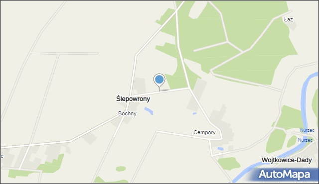 Ślepowrony gmina Nur, Ślepowrony, mapa Ślepowrony gmina Nur