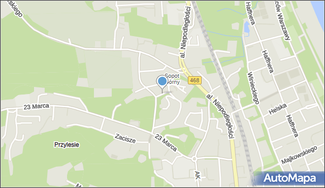 Sopot, Słoneczna, mapa Sopotu