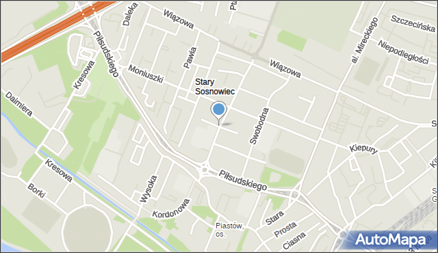 Sosnowiec, Słowiańska, mapa Sosnowca