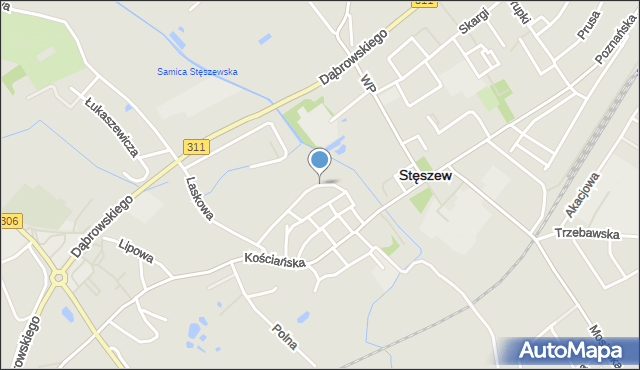 Stęszew, Ślusarska, mapa Stęszew