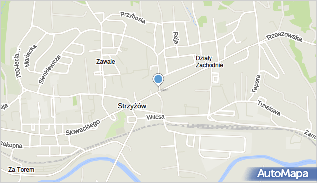 Strzyżów, Słowackiego Juliusza, mapa Strzyżów