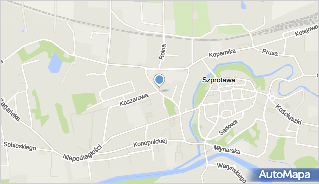 Szprotawa, Słowackiego Juliusza, mapa Szprotawa