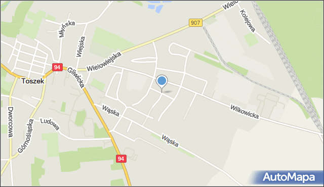 Toszek, Słowackiego Juliusza, mapa Toszek
