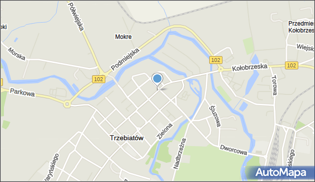 Trzebiatów powiat gryficki, Słowackiego Juliusza, mapa Trzebiatów powiat gryficki