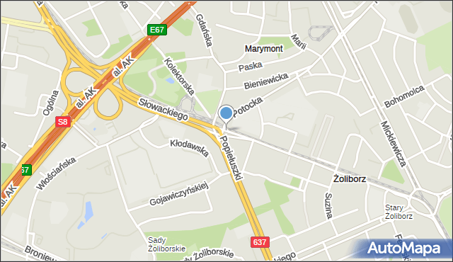 Warszawa, Słowackiego Juliusza, mapa Warszawy