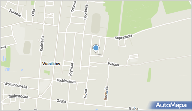 Wasilków, Słoneczna, mapa Wasilków
