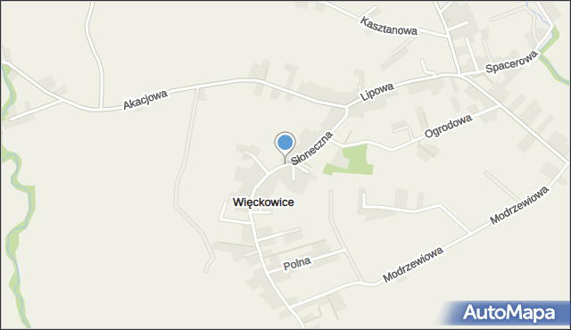 Więckowice gmina Zabierzów, Słoneczna, mapa Więckowice gmina Zabierzów