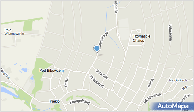 Wilamowice powiat bielski, Słowackiego Juliusza, mapa Wilamowice powiat bielski