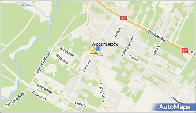 Włodzimierzów gmina Sulejów, Słoneczna, mapa Włodzimierzów gmina Sulejów