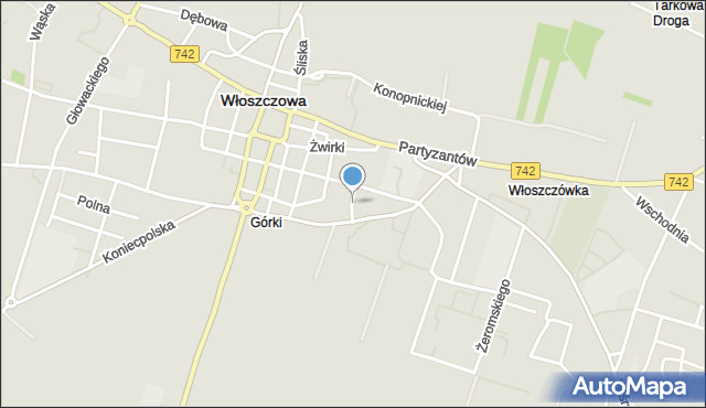 Włoszczowa, Słoneczna, mapa Włoszczowa