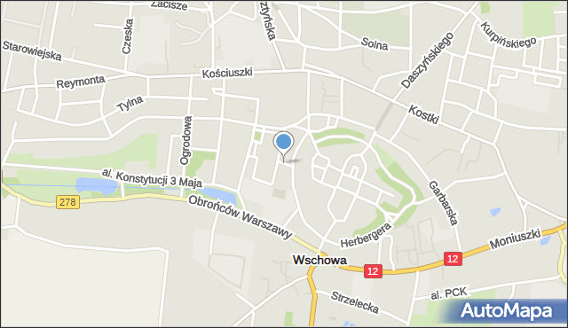 Wschowa, Słoneczna, mapa Wschowa