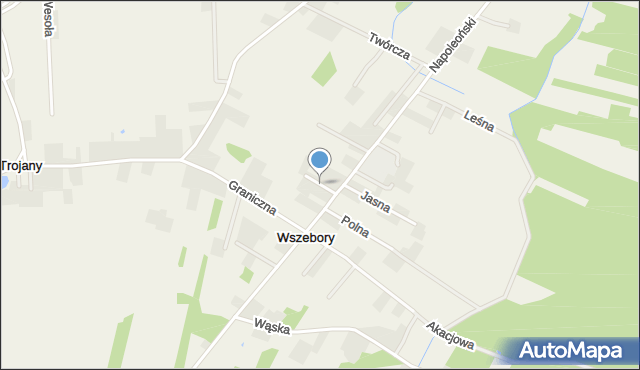 Wszebory gmina Dąbrówka, Słoneczna, mapa Wszebory gmina Dąbrówka