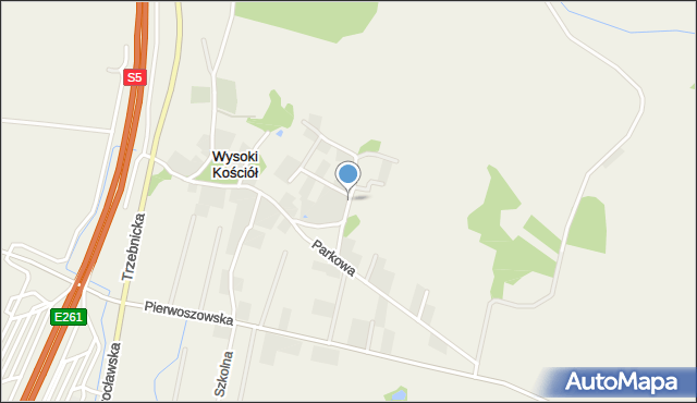 Wysoki Kościół, Słoneczna, mapa Wysoki Kościół