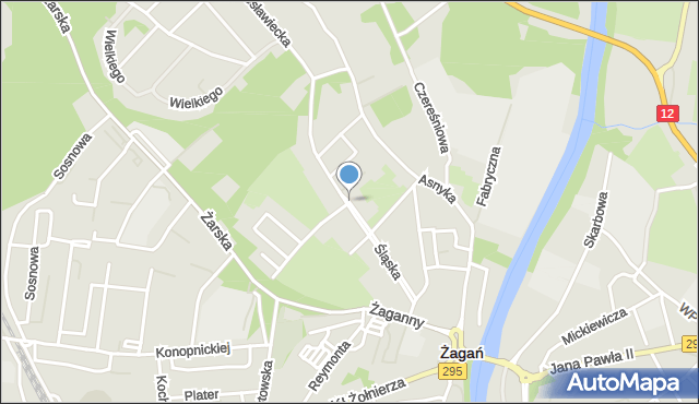 Żagań, Śląska, mapa Żagań