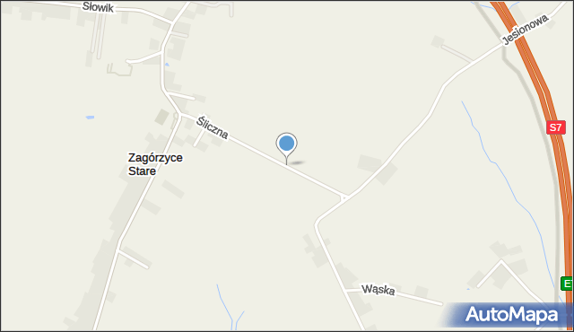 Zagórzyce Dworskie, Śliczna, mapa Zagórzyce Dworskie