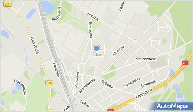 Żory, Słoneczna, mapa Żor
