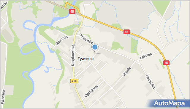 Żywocice, Słoneczna, mapa Żywocice