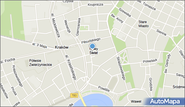 Kraków, Smoleńsk, mapa Krakowa