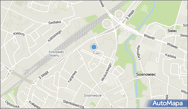 Sosnowiec, Śmigielskiego Adama, ks. bp., mapa Sosnowca