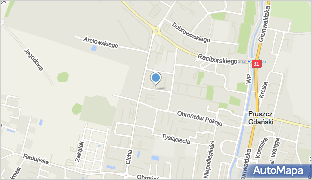 Pruszcz Gdański, Śniadeckiego Jędrzeja, mapa Pruszcz Gdański