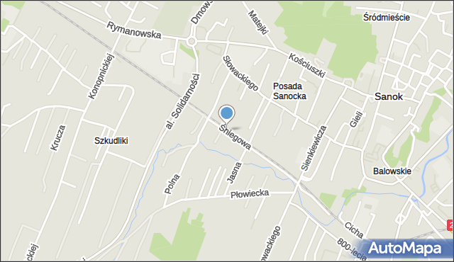 Sanok, Śniegowa, mapa Sanok