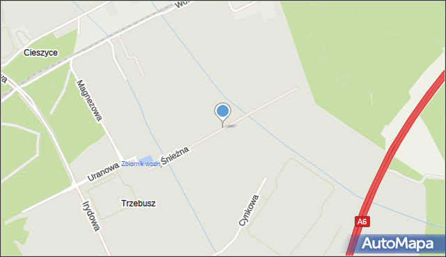 Szczecin, Śnieżna, mapa Szczecina