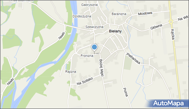 Bielany gmina Kęty, Solna, mapa Bielany gmina Kęty