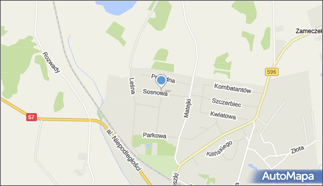 Biskupiec powiat olsztyński, Sosnowa, mapa Biskupiec powiat olsztyński