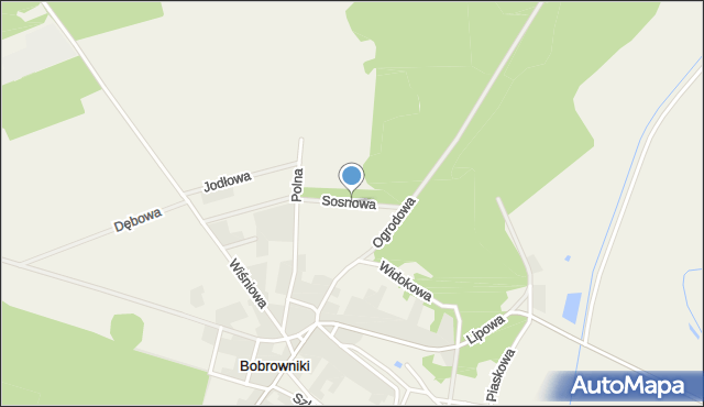 Bobrowniki gmina Otyń, Sosnowa, mapa Bobrowniki gmina Otyń