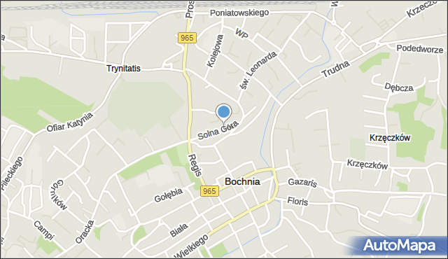 Bochnia, Solna Góra, mapa Bochni