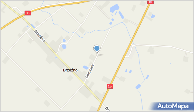 Brzeźno gmina Lubicz, Sosnowa, mapa Brzeźno gmina Lubicz