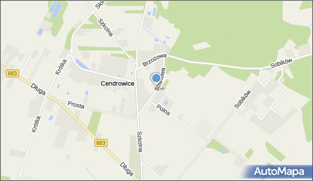 Cendrowice, Sosnowa, mapa Cendrowice