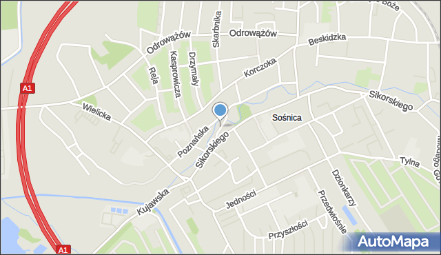 Gliwice, Sołtysia, mapa Gliwic