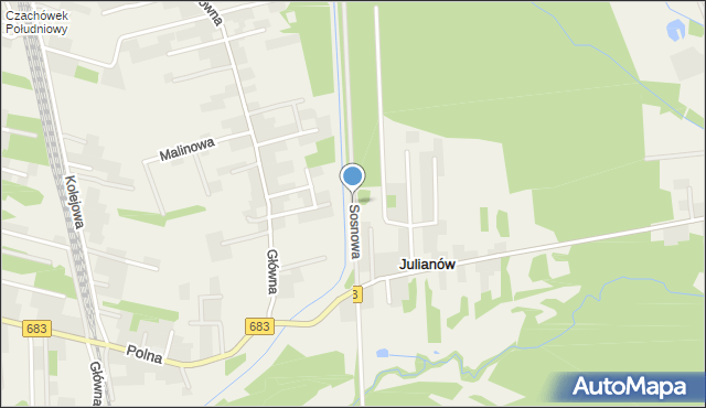 Julianów gmina Góra Kalwaria, Sosnowa, mapa Julianów gmina Góra Kalwaria