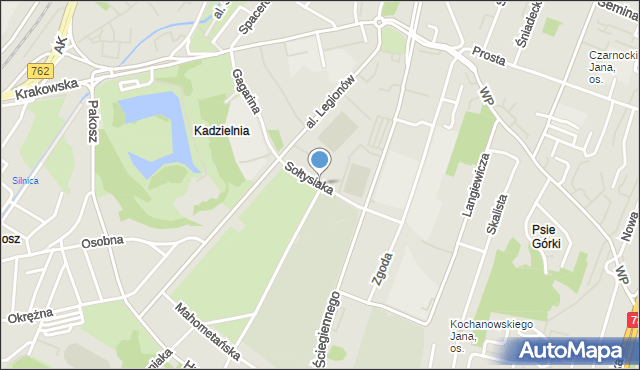 Kielce, Sołtysiaka Mariana, płk., mapa Kielc
