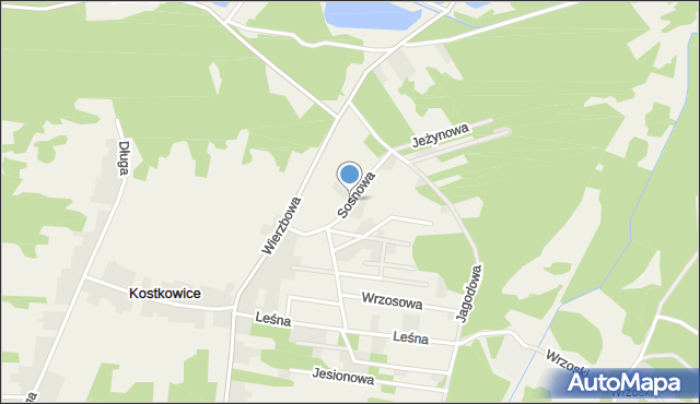 Kostkowice gmina Kroczyce, Sosnowa, mapa Kostkowice gmina Kroczyce