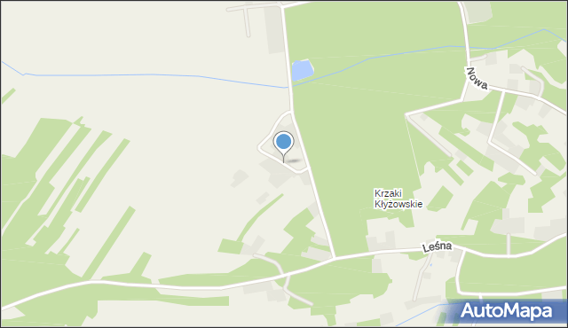 Krzaki gmina Pysznica, Sosnowa, mapa Krzaki gmina Pysznica
