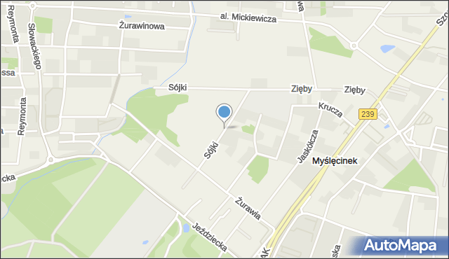 Myślęcinek, Sójki, mapa Myślęcinek
