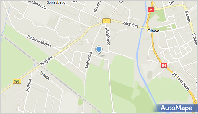 Oława, Sowińskiego Józefa, gen., mapa Oława