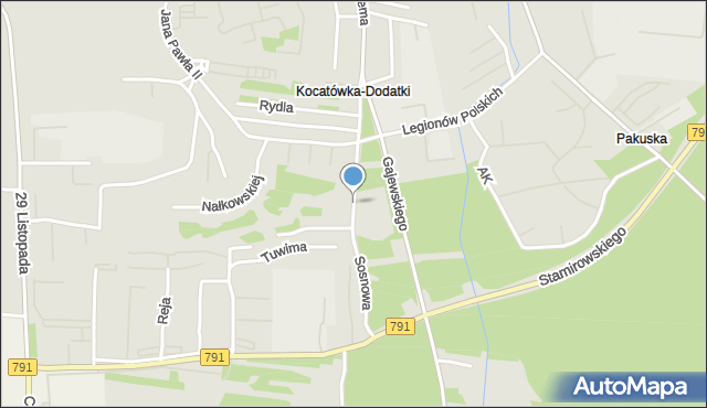 Olkusz, Sosnowa, mapa Olkusz
