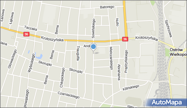 Ostrów Wielkopolski, Sowińskiego Józefa, gen., mapa Ostrów Wielkopolski