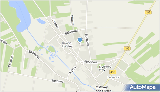 Ostrowy nad Okszą, Sosnowa, mapa Ostrowy nad Okszą
