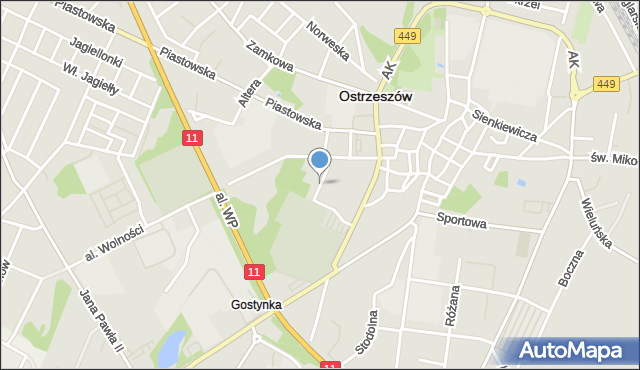 Ostrzeszów, Sobierajskiego Zdzisława, ks., mapa Ostrzeszów
