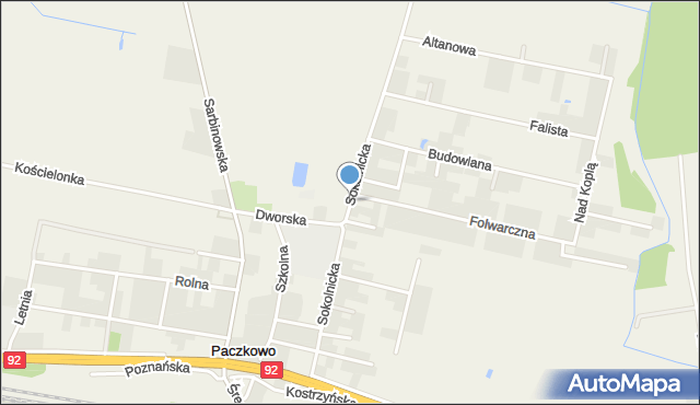 Paczkowo gmina Swarzędz, Sokolnicka, mapa Paczkowo gmina Swarzędz