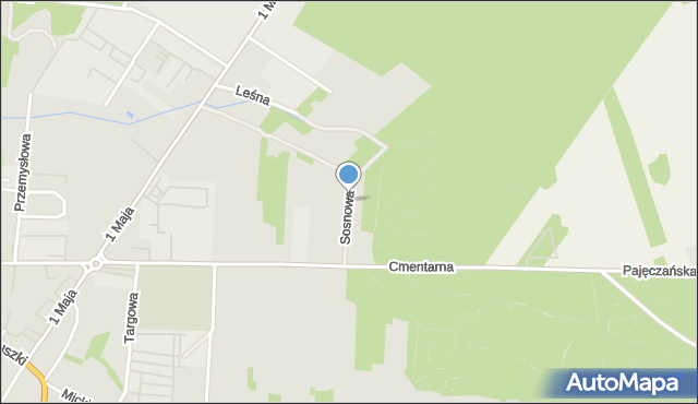 Pajęczno, Sosnowa, mapa Pajęczno