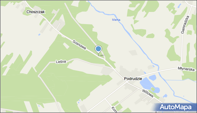 Podrudzie, Sosnowa, mapa Podrudzie