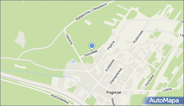 Pogorzel gmina Celestynów, Sosnowa, mapa Pogorzel gmina Celestynów